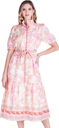 Jade Yoga Aloha Bloom Button Front Dress In Pink Multi