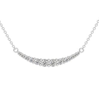 Pompeii3 1/2Ct TW Diamond Graduated Bar Necklace 14k Gold Lab Grown Pendant 28mm