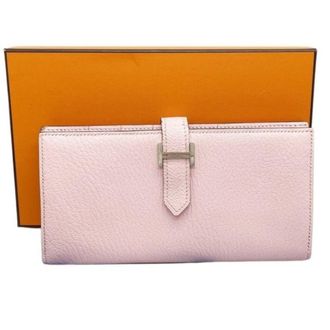 Herm&egrave;s Rose Sakura Chevre Leather Long Wallet (Bi-Fold) (Pre-Owned)