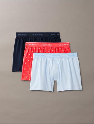 Calvin Klein Mens Cotton Classics 3-Pack Knit Boxer - Multi - XL