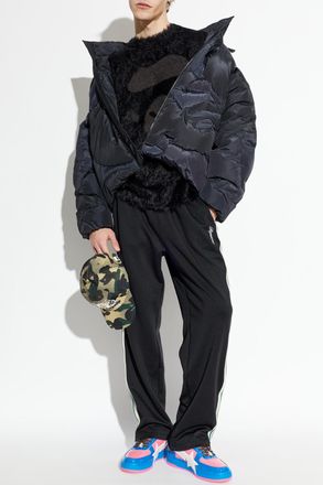 A Bathing Ape Quilted Jacket With Detachable Hood, Mens, Black