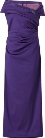 Talbot Runhof Asymmetrische avondjurk met draperie - Dames - Casual kleedjes - Paars - XL - Leer - Kleedjes