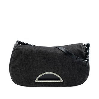 Dior Pre-owned Womens Denim Malice Flap Shoulder Bag - Black Textile - One Size