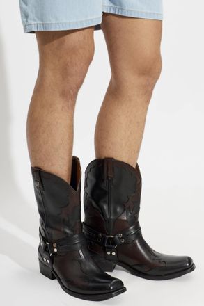 Versace Sylvester Cowboy Boots, Mens, Black