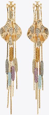 Tory Burch Womens Runway Embellished Front-Back Earrings, One Size