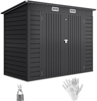 OUTSUNNY Caseta De Jard&iacute;n Exterior 2,7m&sup2; 249x121x183 Cm Cobertizo De Jard&iacute;n Exterior Con Doble Puerta 2 Ventilaciones Y Pestillo Verde - Outsunny