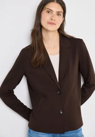 Cecil Sweatblazer CECIL, Damen, Gr. XXL (46), macchiato braun, Web, Obermaterial: 66% Viskose, 30% Polyester, 4% Elasthan, unifarben, l&auml;ssig geschnitten h&uuml;f