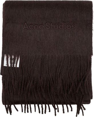 Acne Studios Unisex Wool Fringed Scarf Brown