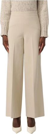 Liviana Conti Beige Broek voor Vrouwen - Dames - Wijde Broeken - Beige - S - Broeken
