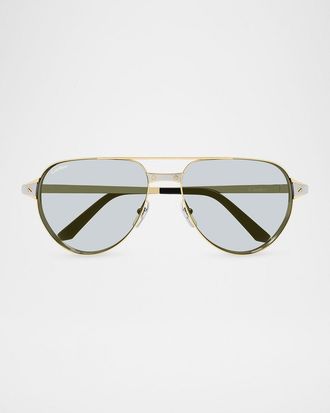 Cartier Men & apos;s CT0425S-006 Metal and Acetate Aviator Sunglasses