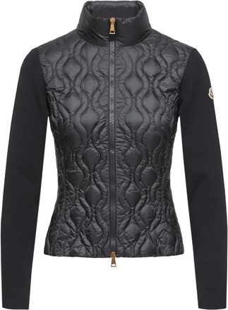 Moncler Jassen, Dames, Blauw, M, Vest met golvende vulling en rits