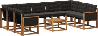 vidaXL Conjunto De Sof&aacute;s De Exterior 10 Uds. Natural Y Negro Vidaxl