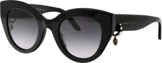 Alexander McQueen Stijlvolle zonnebril Am 0417S - Dames - Zonnebrillen - Zwart - 50 MM - Accessoires