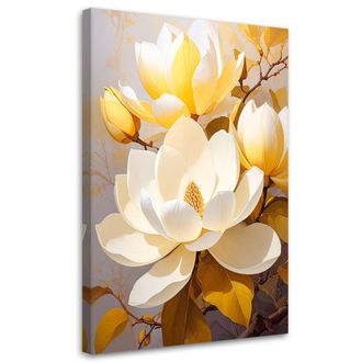 Feeby Cuadro En Lienzo Magnolias Brillantes Con Luz Amarilla De Fondo 80x120
