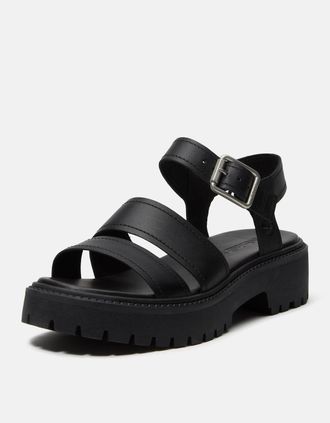 Timberland Womens Timberland Stone Street Backstrap Full Grain Leather Womens Sandals - Black - Size: E/7