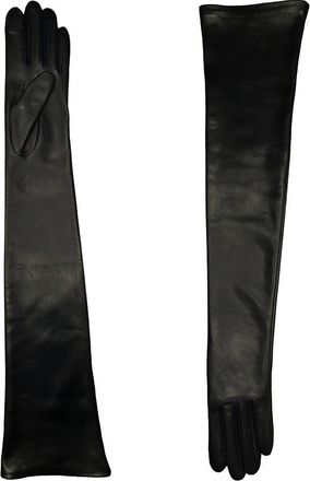 Agnelle Shoulder Length Leather Gloves in Black at Nordstrom, Size Medium