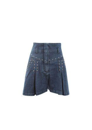 Alberta Ferretti Dark-wash denim embellished shorts Size S
