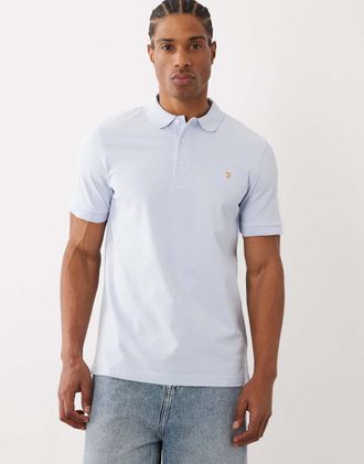 Farah Blanes - Polo a maniche corte azzurra con logo-Blu