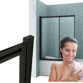 Desconocido Mampara De Ba&ntilde;o Spencer De 2 Hojas, 120 X 150, Corredera, Negra