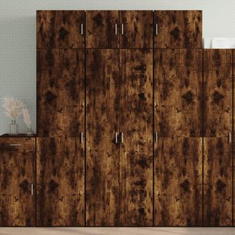 Berkfield Home Highboard Smoked Oak 70x42.5x185 cm Engineered Wood in Brown