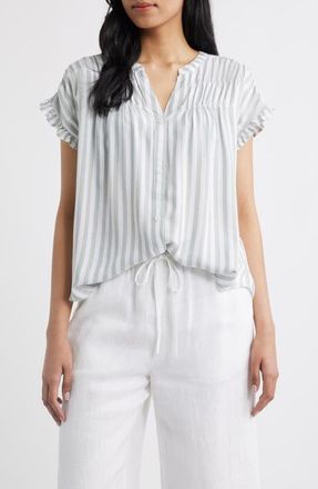 Beach Lunch Lounge Monaka Smocked Frill Top in Green Stone at Nordstrom, Size X-Large