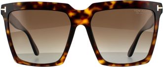 Tom Ford Sabrina 02 FT0764 52H donker havana bruin zonnebril