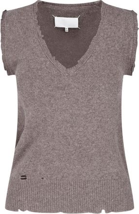 Maison Margiela Brown Distressed Knit Tank Top