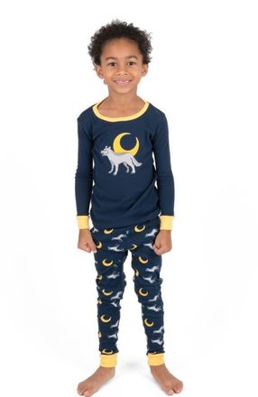 Leveret Kids Two-Piece Cotton Printed Matching Family Pajamas, Animal Friends in Wolf at Nordstrom, Size 10