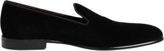 Dolce & Gabbana Zwarte Velvet Slip On Loafers Formeel - Heren - Loafers - Zwart - 39 EU - Leer - Schoenen