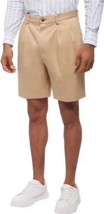 Brooks Brothers Stretch Short Pleat Front - Heren - Korte Broeken - Beige - W30 - Korte Broeken