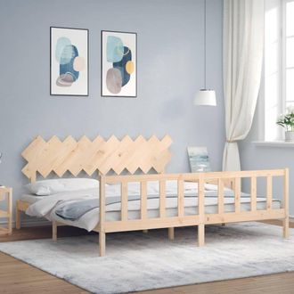 Berkfield Home Bed Frame with Headboard 200x200 cm Solid Wood in Brown