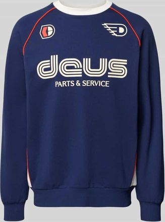 Deus Sweatshirt mit Label-Print Modell POWER SHIFT CREW in Dunkelblau, Größe XL