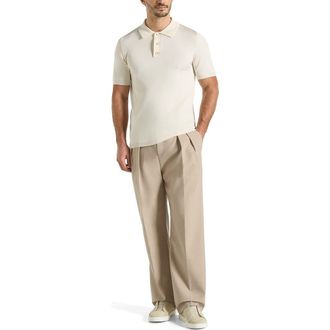 Mani&egrave;re De Voir Bryn Luxe Knitted Polo Top in Cream at Nordstrom, Size X-Small