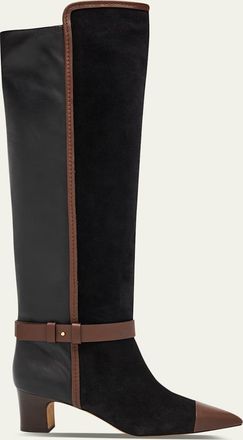 Ulla Johnson Kiki Patchwork Suede and Leather Over-The-Knee Boots