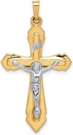 Diamond2Deal 14k Two-tone Gold Polished INRI Crucifix Pendant