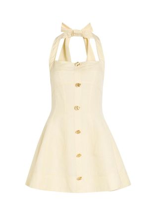Aje Aje Monroe Halterneck Linen-blend Mini Dress - Yellow - 12 (UK12 / M)