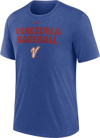 Nike Venezuela National Baseball Team 2026 World Baseball Classic Stacked Nike Mens T-Shirt in Blue | NJFDEX49WBV-4QB