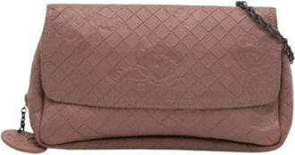 Bottega Veneta Pre-owned Cross Body Bags, female, Pink, Size: ONE SIZE Pre-owned Embossed Leather Crossbody Bag