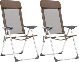 vidaXL Sillas De Camping Plegables 2 Unidades Aluminio Marr&oacute;n Vidaxl