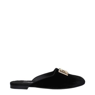 Dolce & Gabbana Dolce&Gabbana Damens Samtschwarze Hausschuhe und Clogs