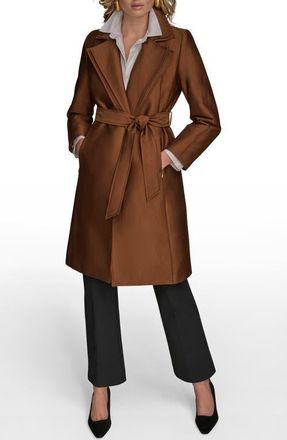 DKNY Double Collar Cotton Blend Trench Coat in Tobacco at Nordstrom, Size X-Small