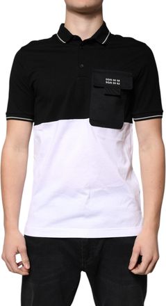 Dolce & Gabbana Mens Colorblock Cotton Polo Black