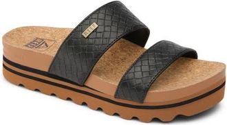 Reef Cushion Vista Hi Slide Sandal in Black Wicker at Nordstrom, Size 7.5