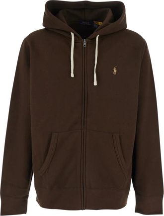 Polo Ralph Lauren Drawstring Hood Zip Sweatshirt - Heren - Vesten met rits - Bruin - S - Katoen - Hoodies & sweatvesten