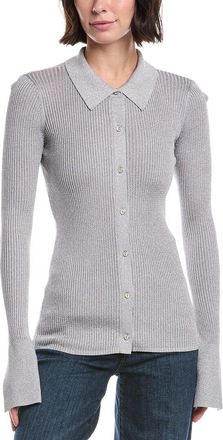 7 For All Mankind Metallic Button-Up Sweater