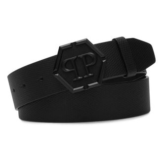 Philipp Plein Accessoires, Heren, Zwart, 90 CM, Leer, Hexagon Riem