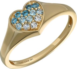 Bony Levy 14K Gold Pavé Blue Topaz Heart Signet Ring in 14Ky at Nordstrom, Size 7.5