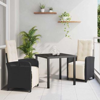 vidaXL Vidaxl - Conjunto De Comedor De Jard&iacute;n 3 Pcs Negro Rat&aacute;n Sint&eacute;tico