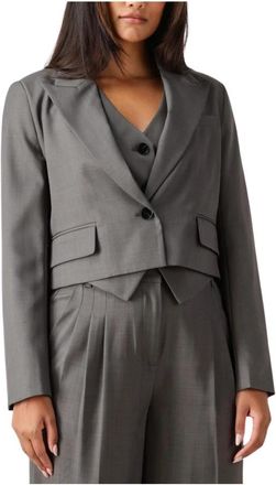 Co'Couture Liane Blazer - Dames - Blazers - Grijs - L - Leer - Jassen
