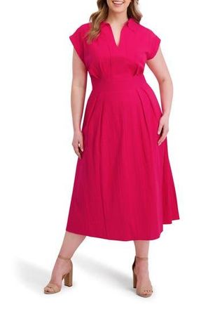 Kensie Pleated Cotton Maxi Dress in Pink at Nordstrom Rack, Size 2X